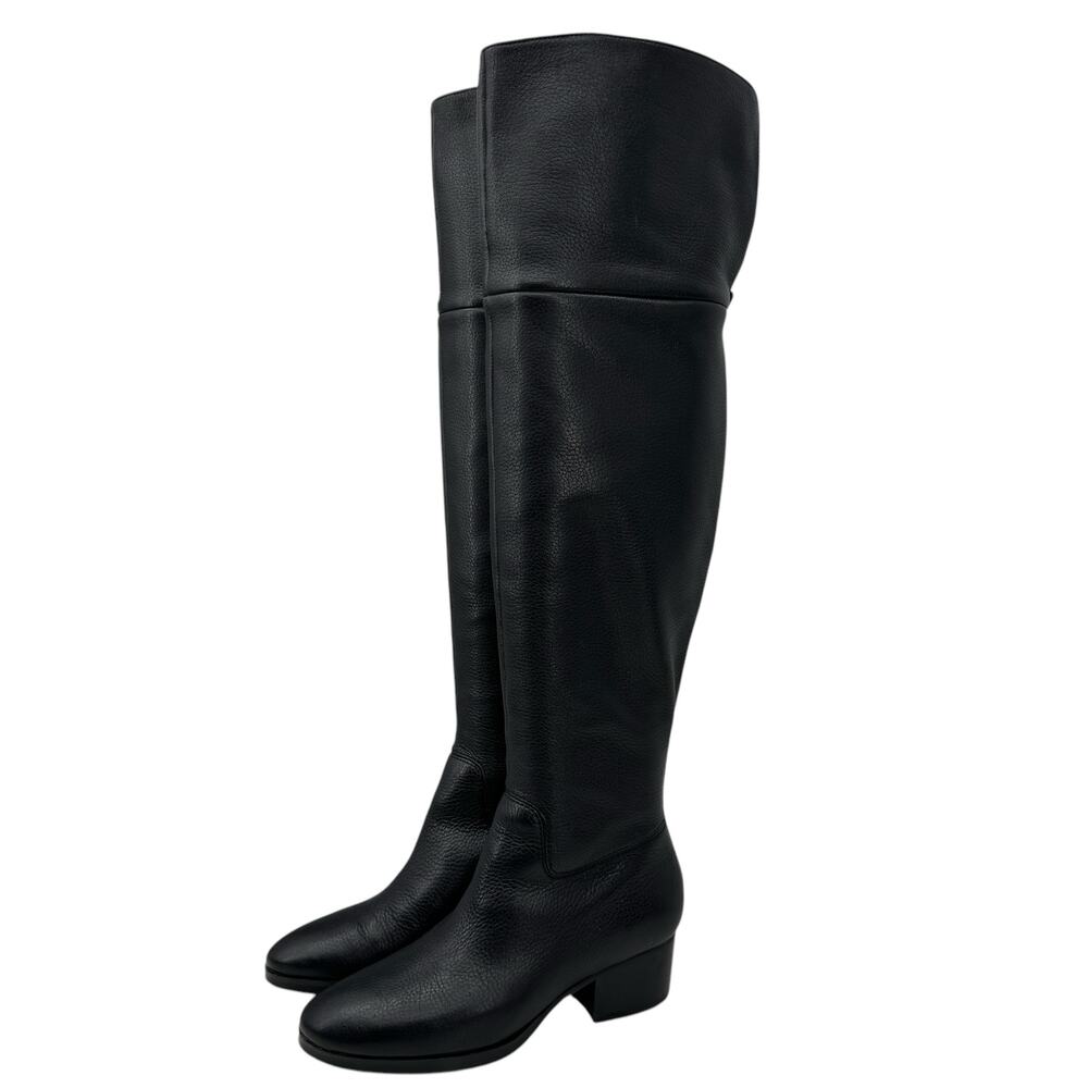 Ralph Lauren Dallyce Over The Knee OTK Boots Women's SZ 6 Black Chic Bold Party